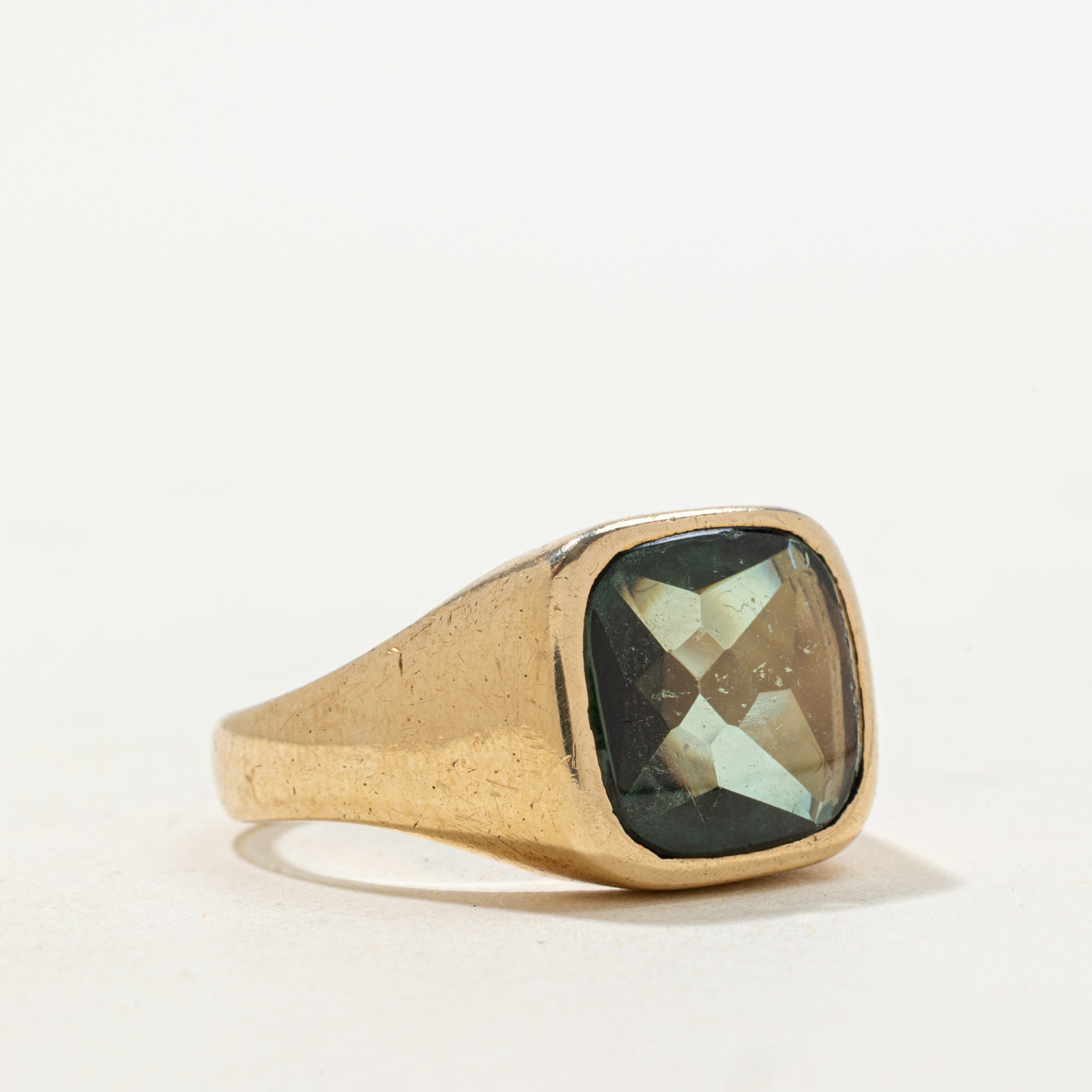 Synthetic Green Spinel Signet Ring | 5.20ct | SZ 9.75