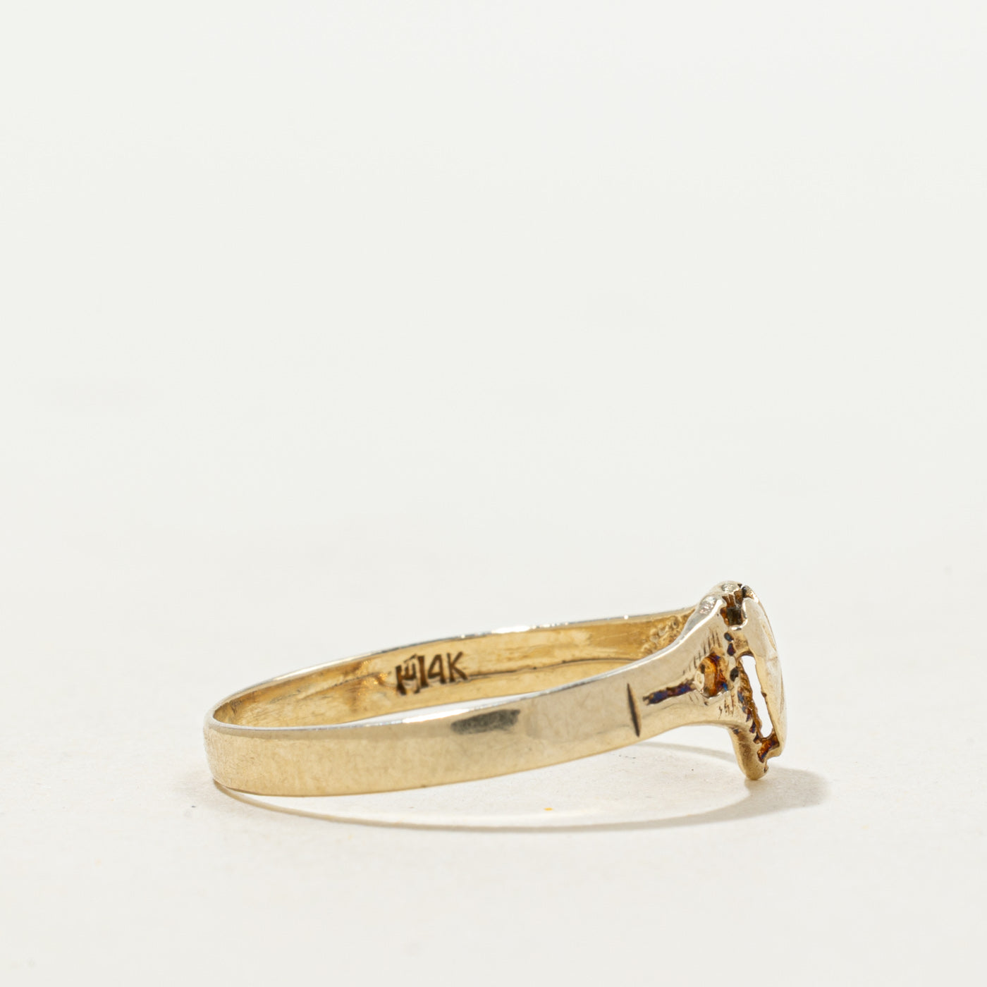 14k Yellow Gold Engraved Heart Ring | SZ 6.25