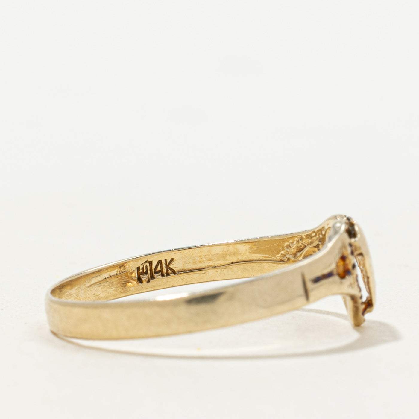 14k Yellow Gold Engraved Heart Ring | SZ 6.25