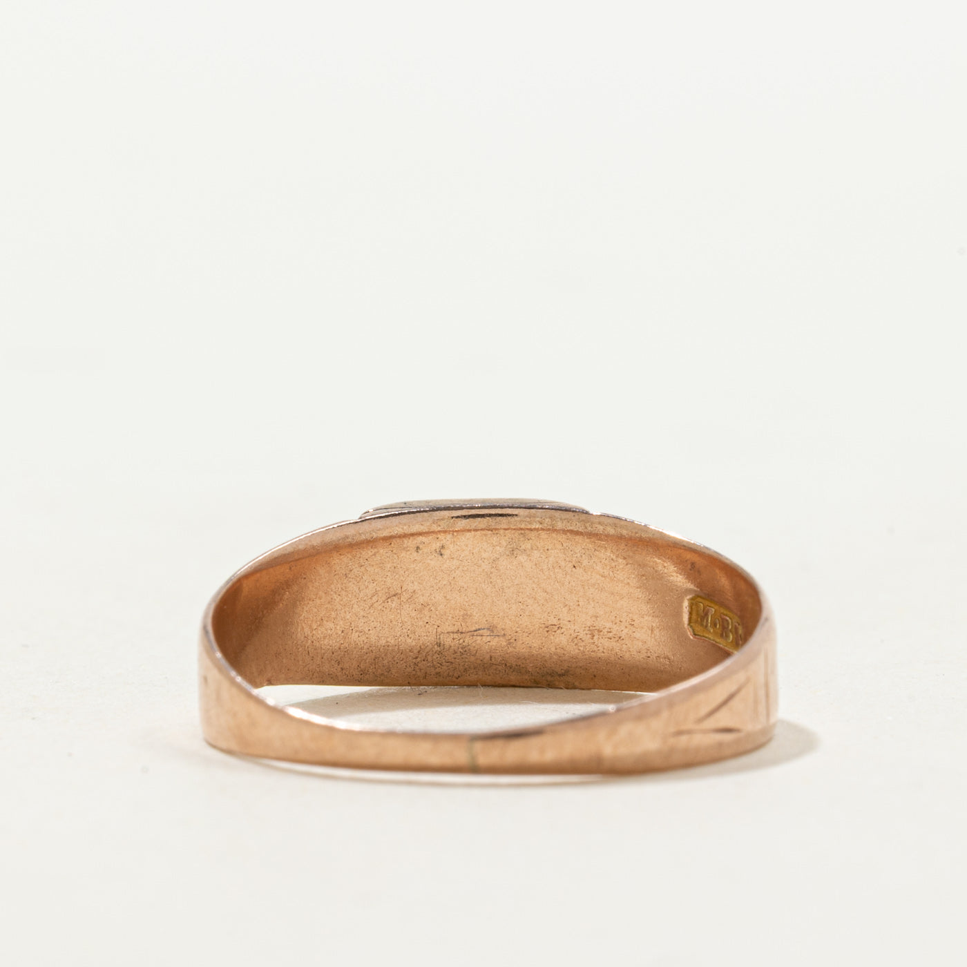 1876 Birmingham 9k Rose Gold Engraved Signet Ring | SZ 8
