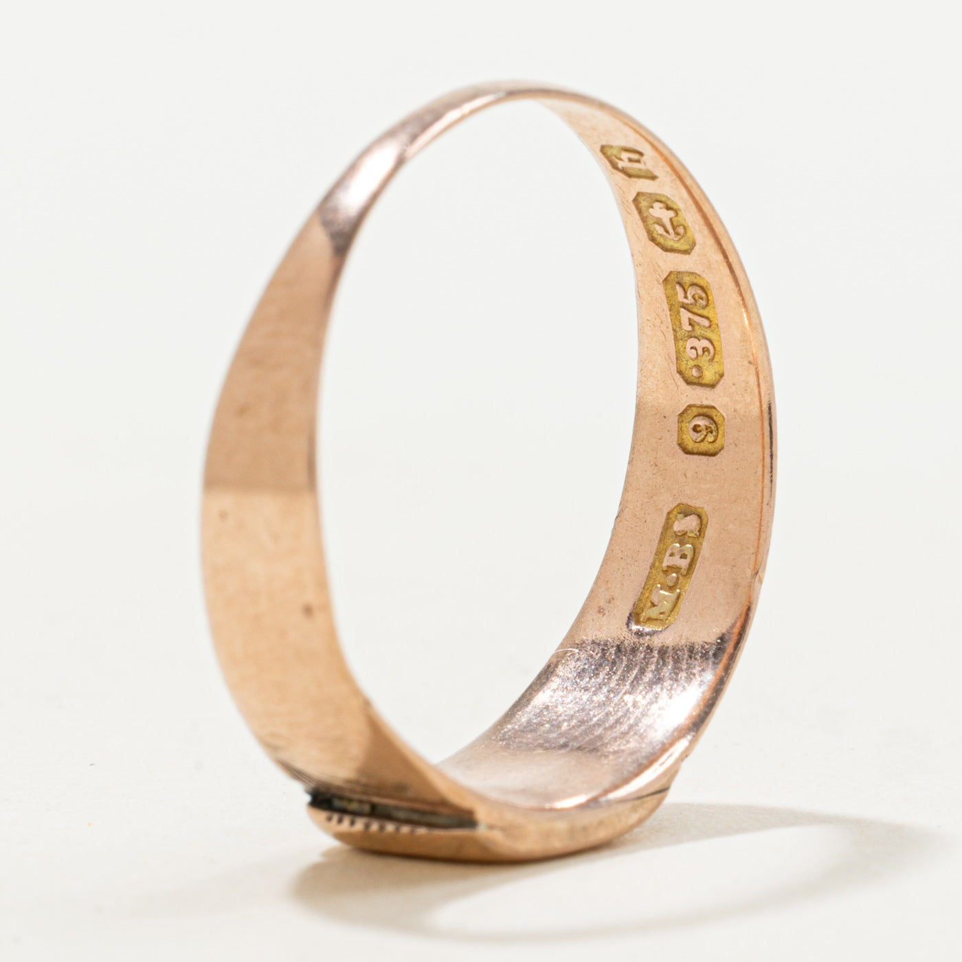 1876 Birmingham 9k Rose Gold Engraved Signet Ring | SZ 8
