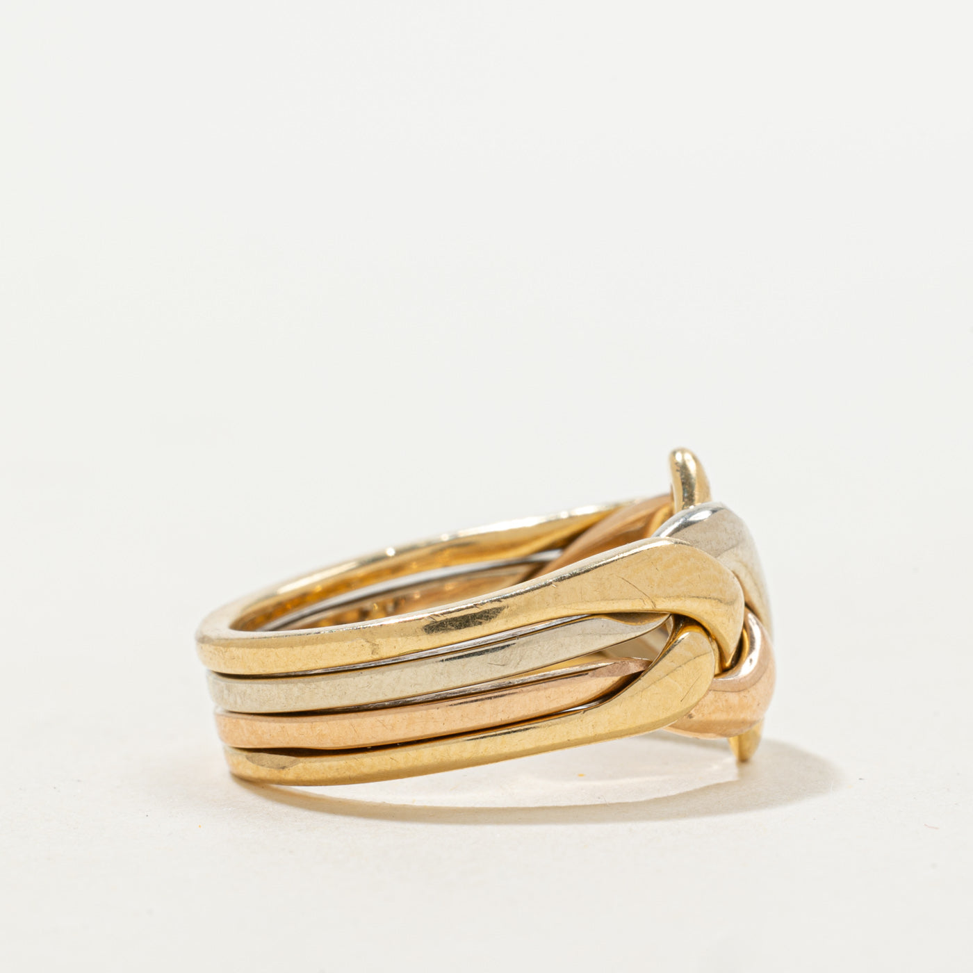 Italian 18k Tri Tone Gold Puzzle Ring | SZ 7.25