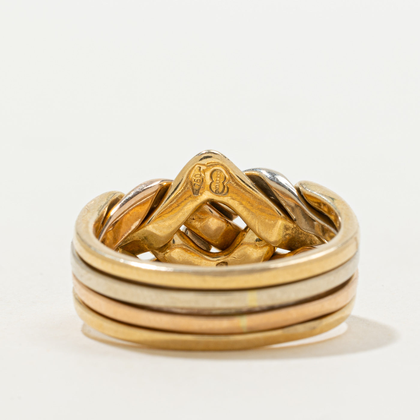 Italian 18k Tri Tone Gold Puzzle Ring | SZ 7.25