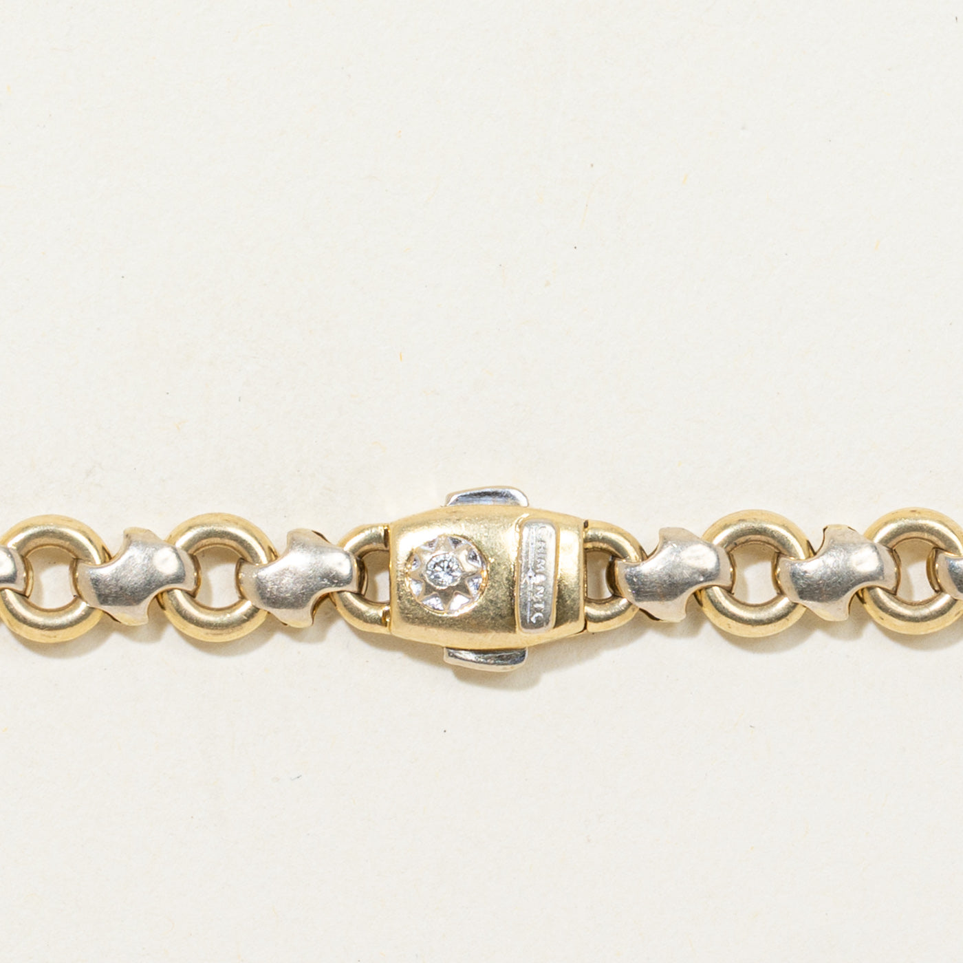 Italian Diamond Modified Rolo Chain Bracelet | 0.016ct | 8.5"