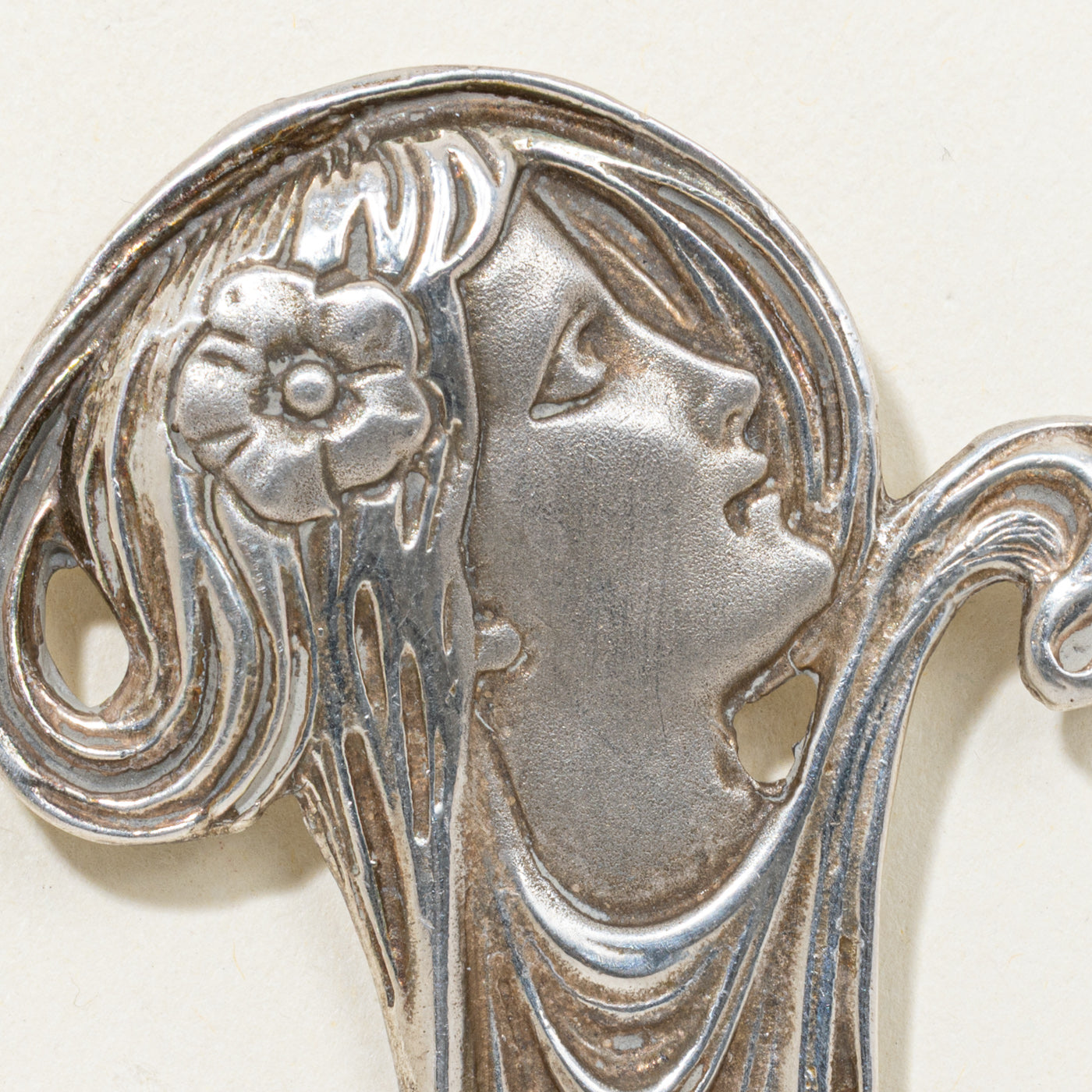 Art Nouveau Style Sterling Silver Facial Profile Brooch & Pendant