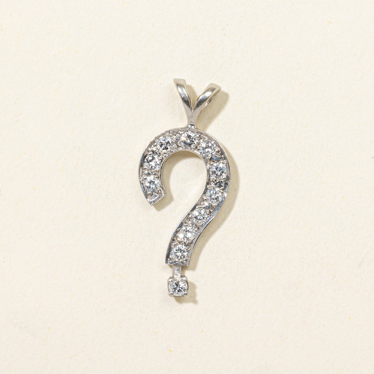 14k Pavé Set Diamond Question Mark Pendant | 0.35ctw