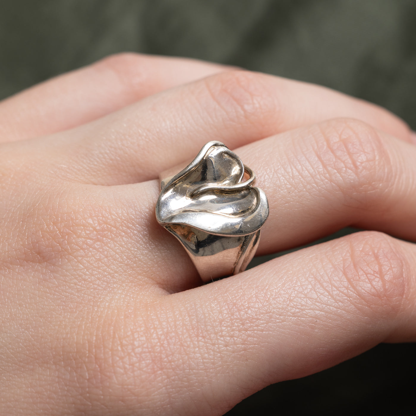 Sterling Silver Sculptural Abstract Ring | SZ 7.25