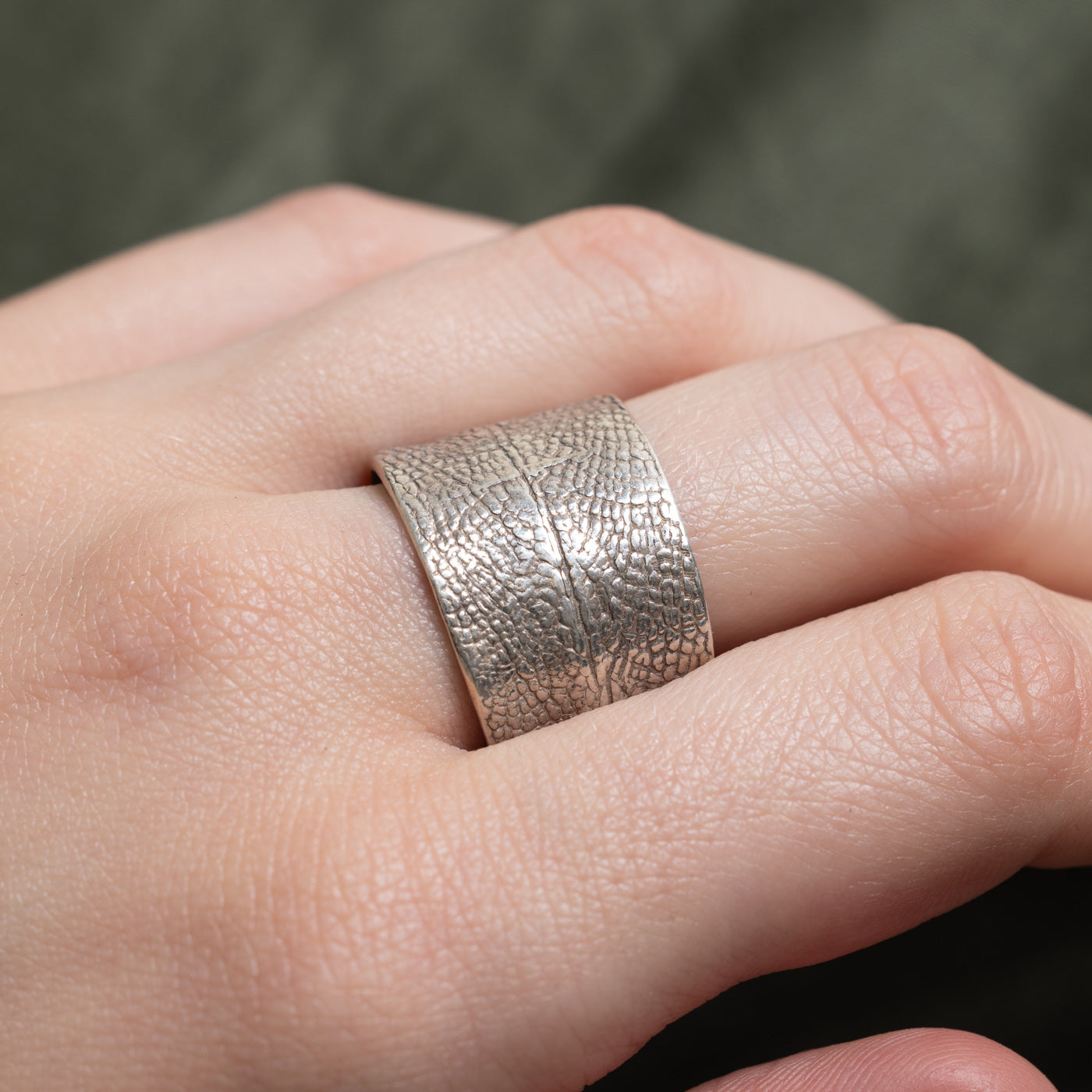 Sterling Silver Textured Wide Band | 16.55mm | SZ 11