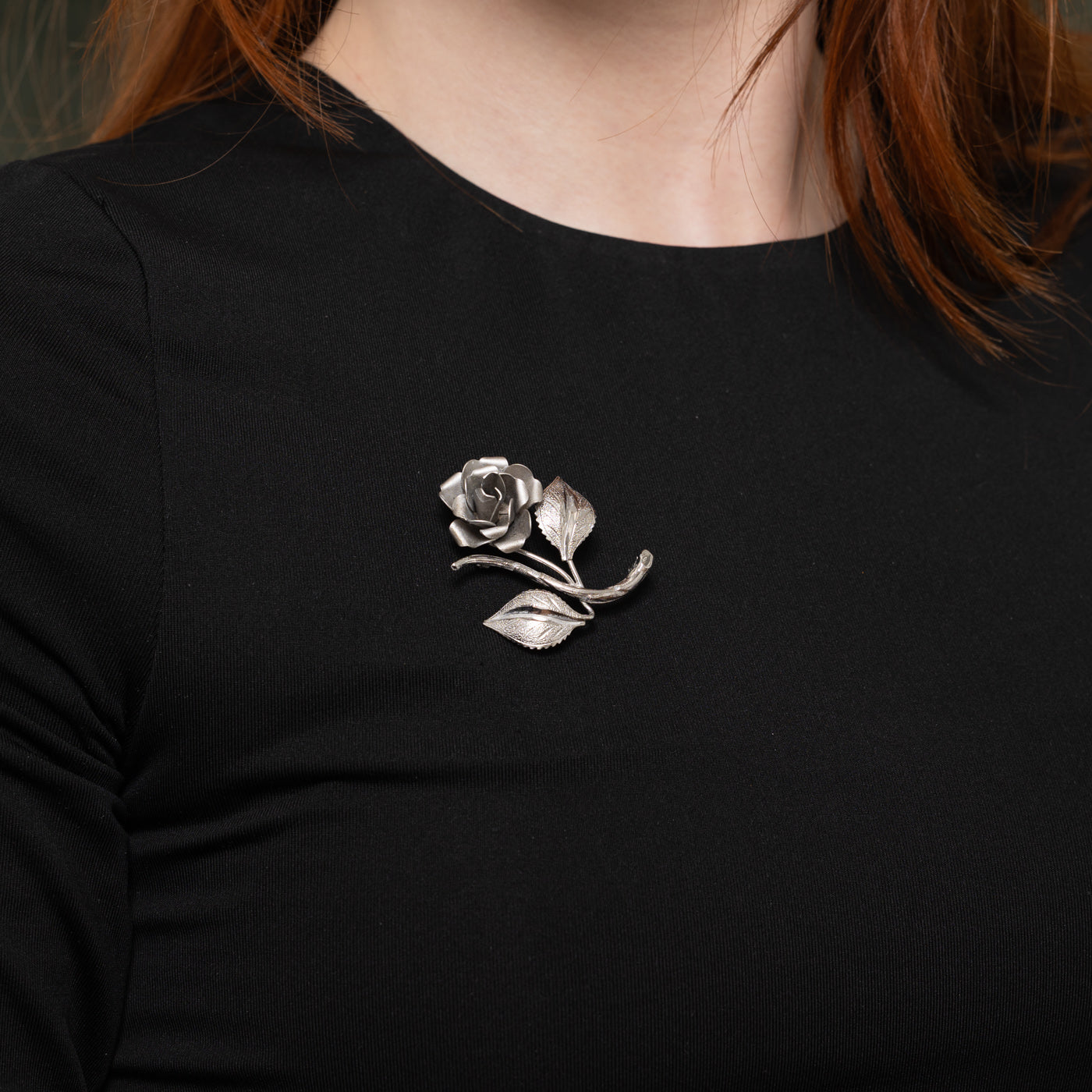 Sterling Silver Rose Brooch