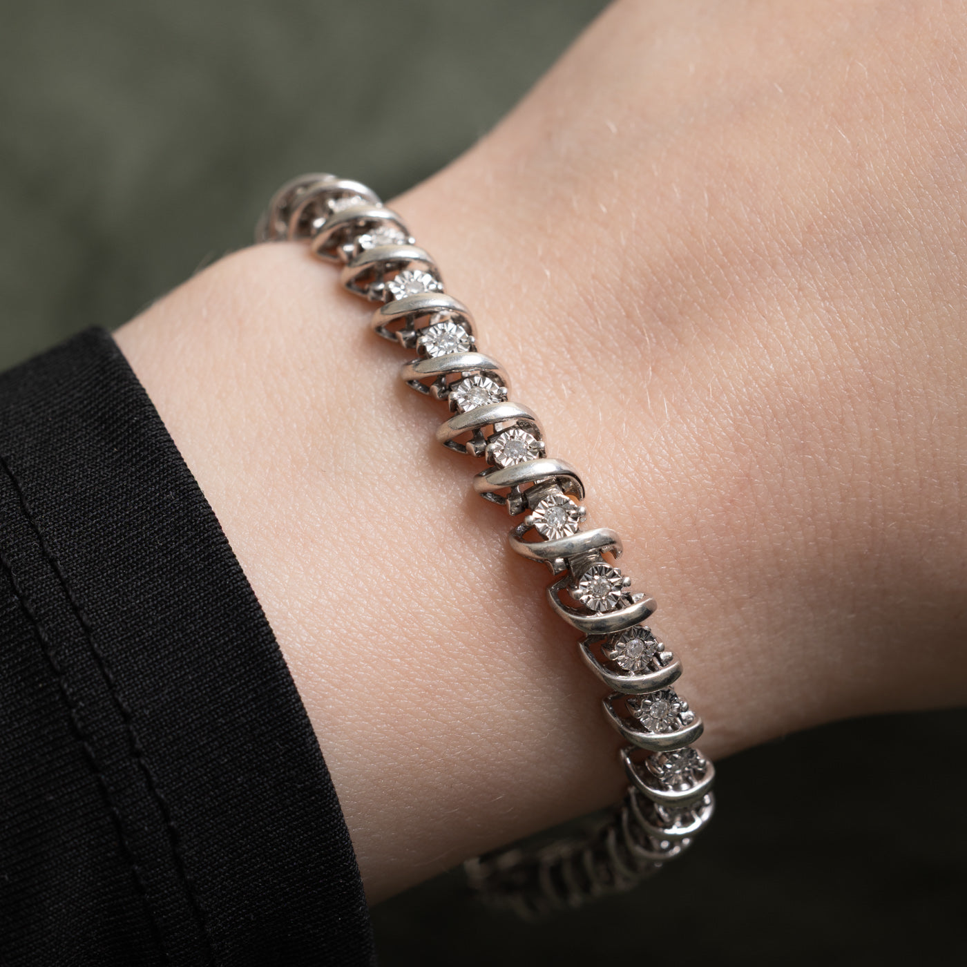 Sterling Silver Illusion Set Diamond Tennis Bracelet | 0.34ctw | 7"