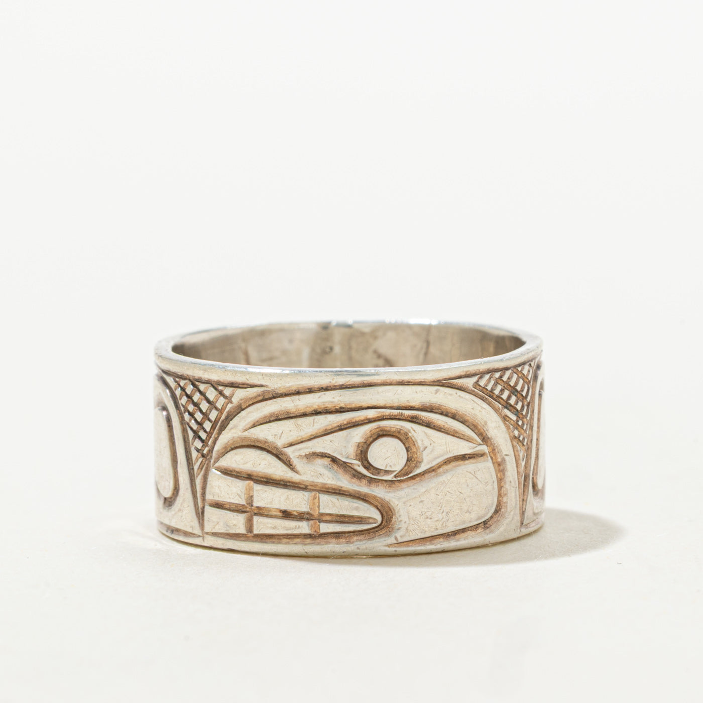 'Paddy Seaweed' Sterling Silver Indigenous Engraved Band | 9.35mm | SZ 7.25
