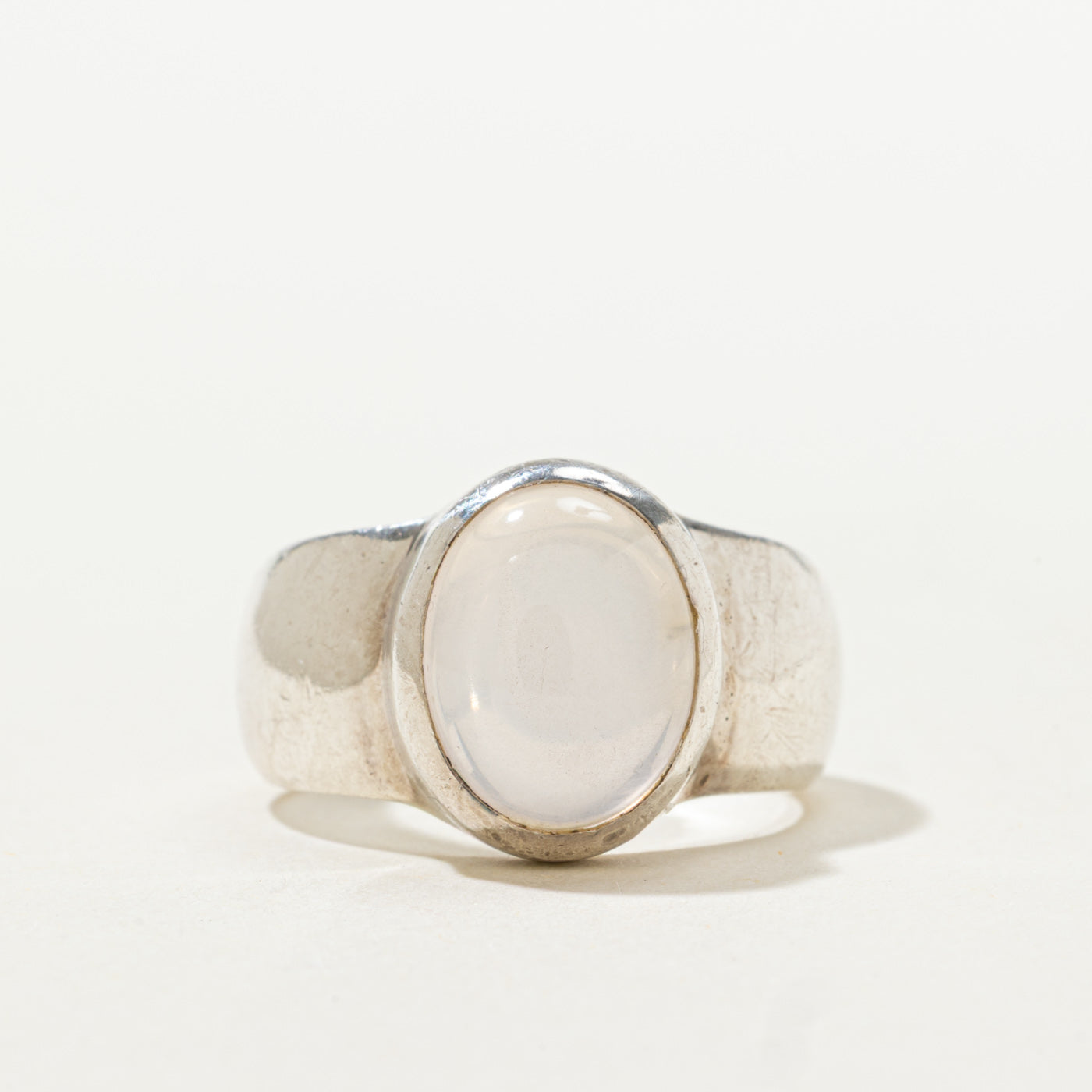 Sterling Silver Bezel Set Rose Quartz Ring | 3.00ct | SZ 5.25