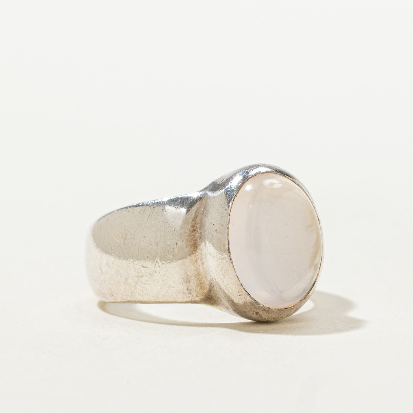 Sterling Silver Bezel Set Rose Quartz Ring | 3.00ct | SZ 5.25
