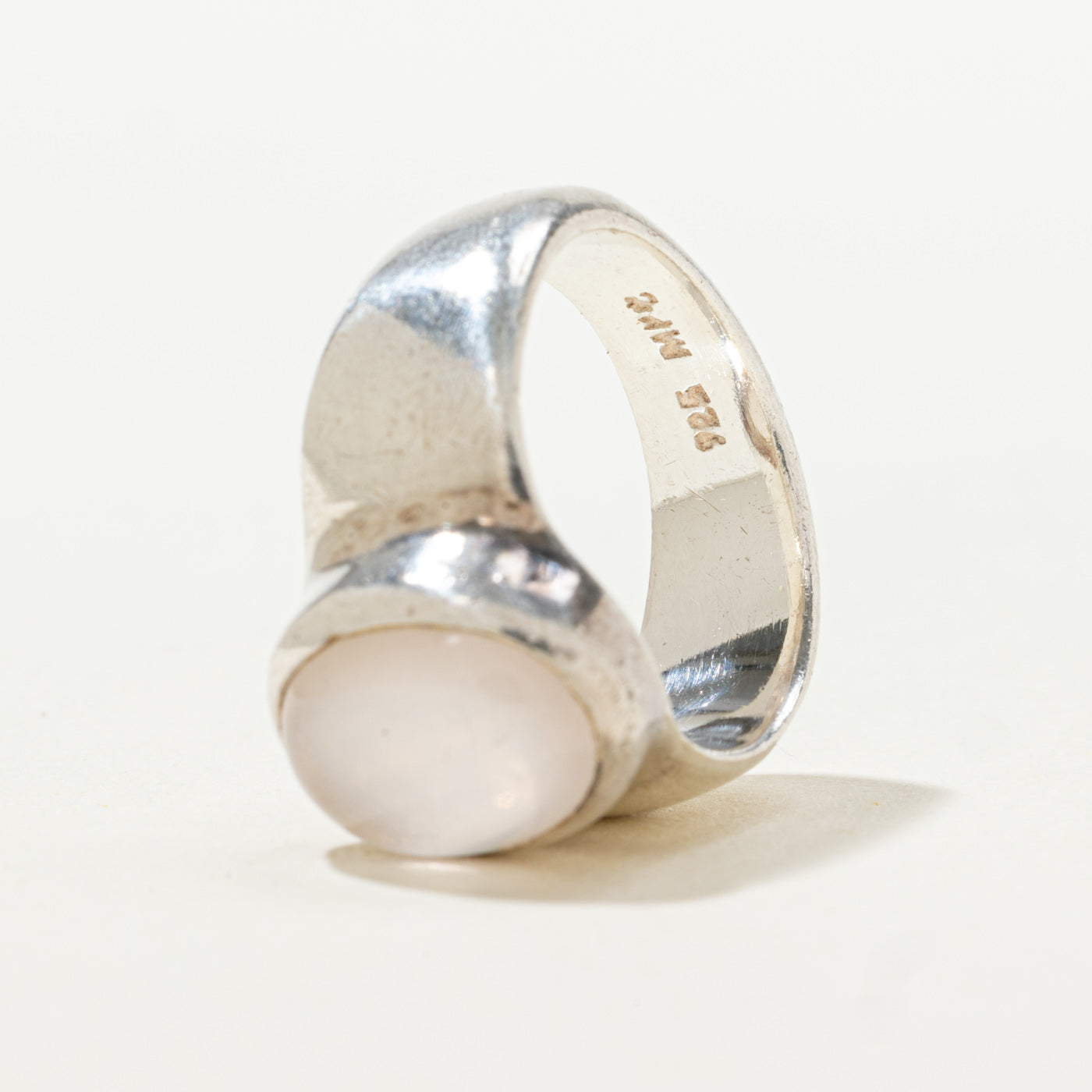 Sterling Silver Bezel Set Rose Quartz Ring | 3.00ct | SZ 5.25