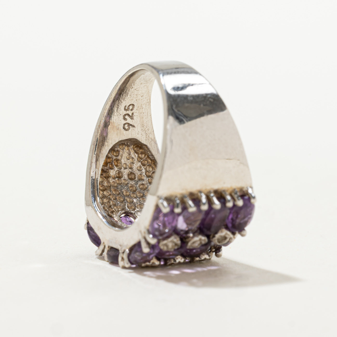 Sterling Silver Amethyst & Diamond Grid Ring | 2.08ctw, 0.04ctw | SZ 7.25