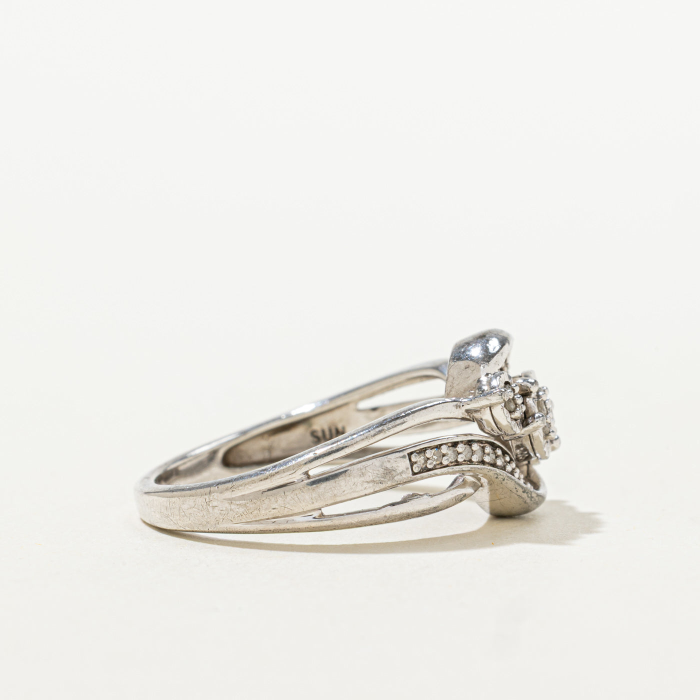 Sterling Silver Diamond Wave Crossover Ring | 0.03ctw | SZ 7.25
