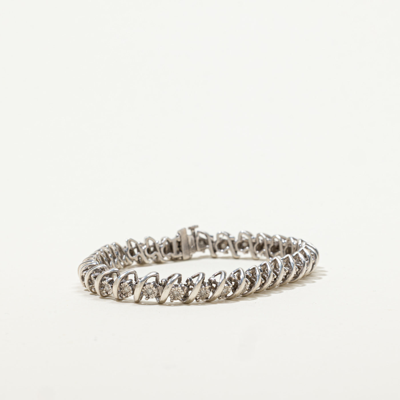 Sterling Silver Illusion Set Diamond Tennis Bracelet | 0.34ctw | 7"