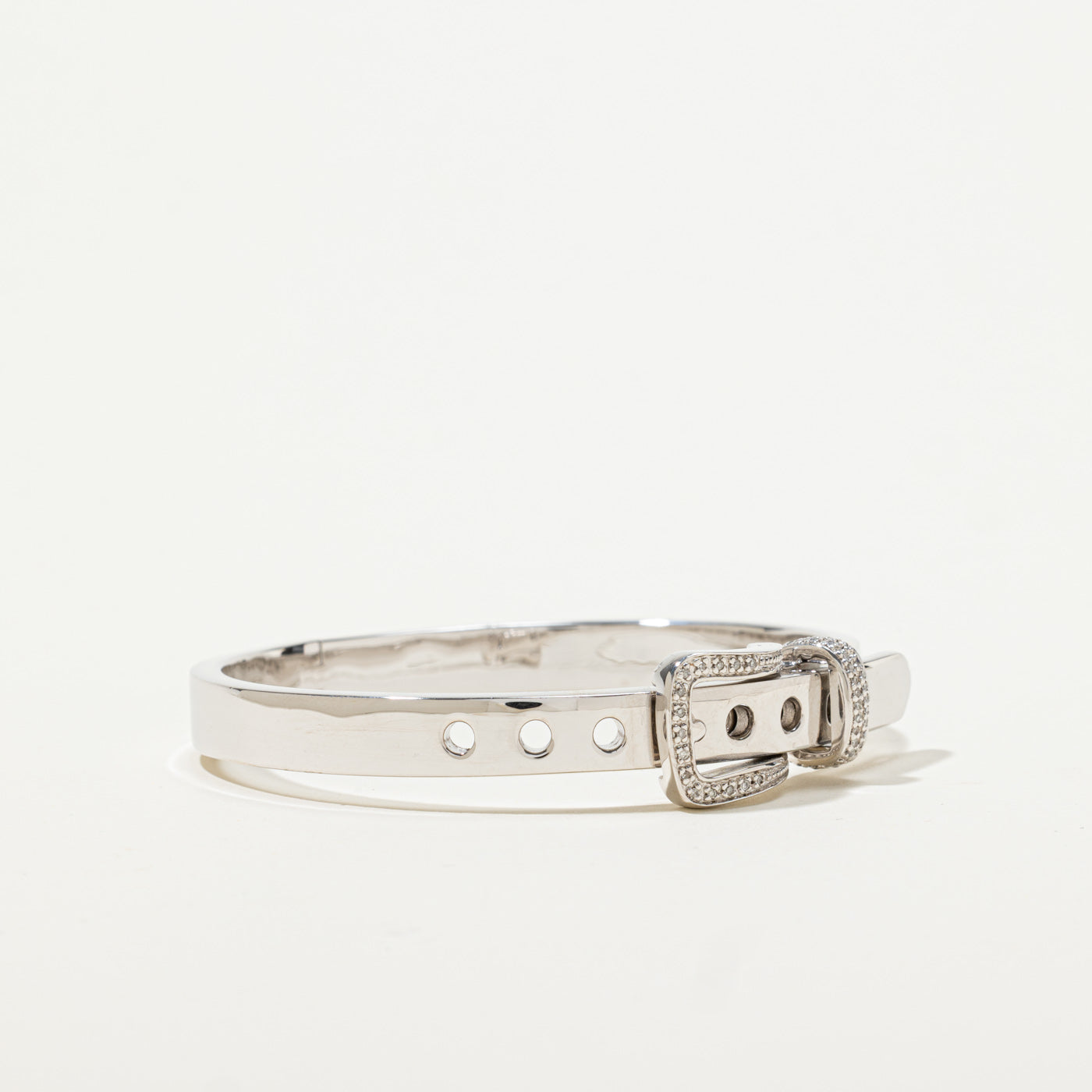 Sterling Silver Diamond Buckle Bangle Bracelet | 0.09ctw | 7.5"