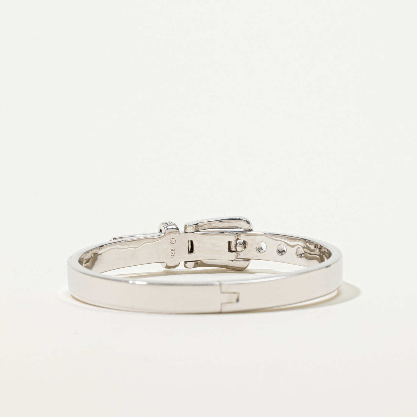 Sterling Silver Diamond Buckle Bangle Bracelet | 0.09ctw | 7.5"