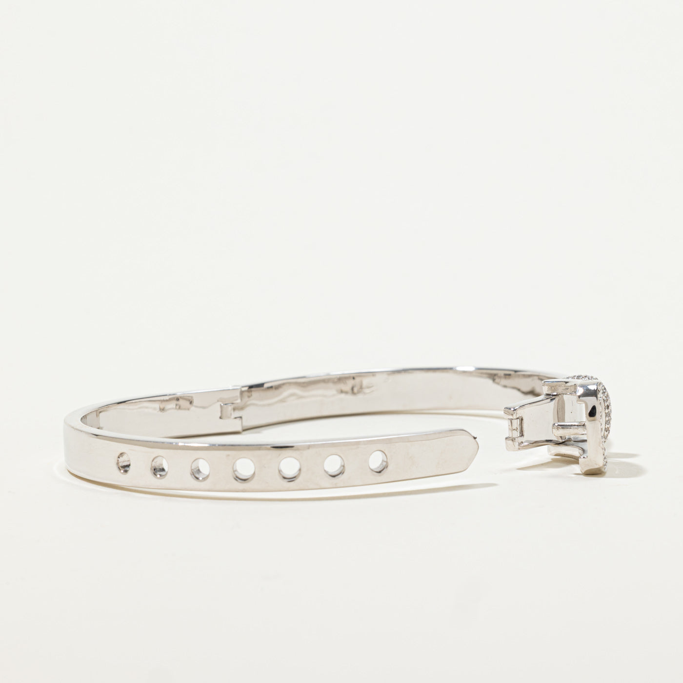 Sterling Silver Diamond Buckle Bangle Bracelet | 0.09ctw | 7.5"