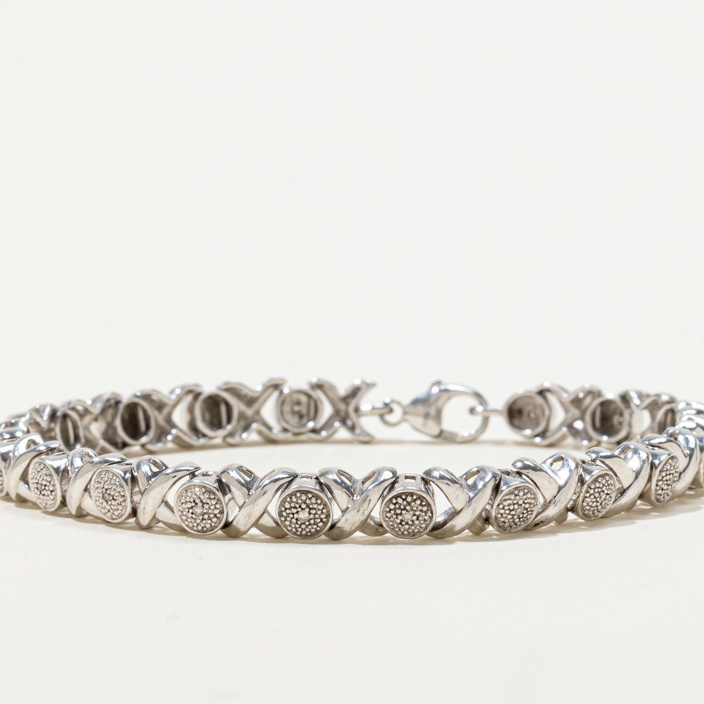 Sterling Silver Diamond Accent Geometric Bracelet | 0.10ctw | 7.5"