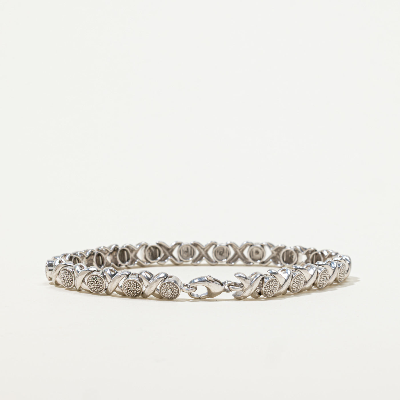 Sterling Silver Diamond Accent Geometric Bracelet | 0.10ctw | 7.5"