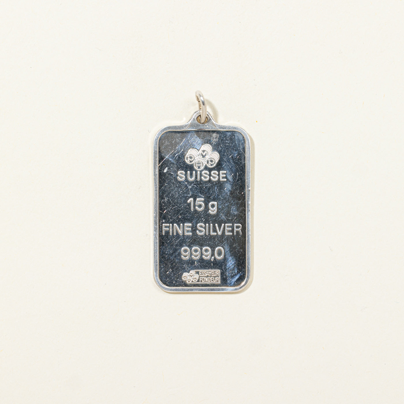 999 Fine Silver Rose Engraved Pendant