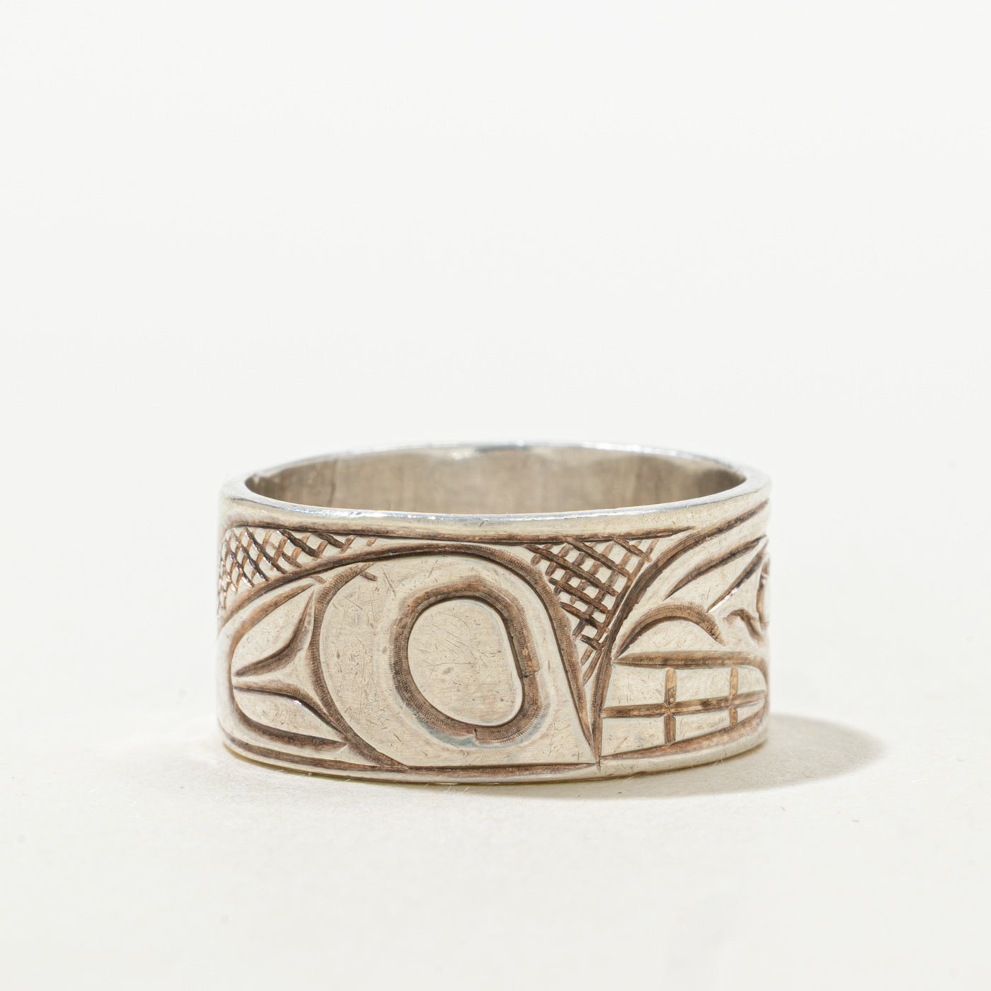 'Paddy Seaweed' Sterling Silver Indigenous Engraved Band | 9.35mm | SZ 7.25