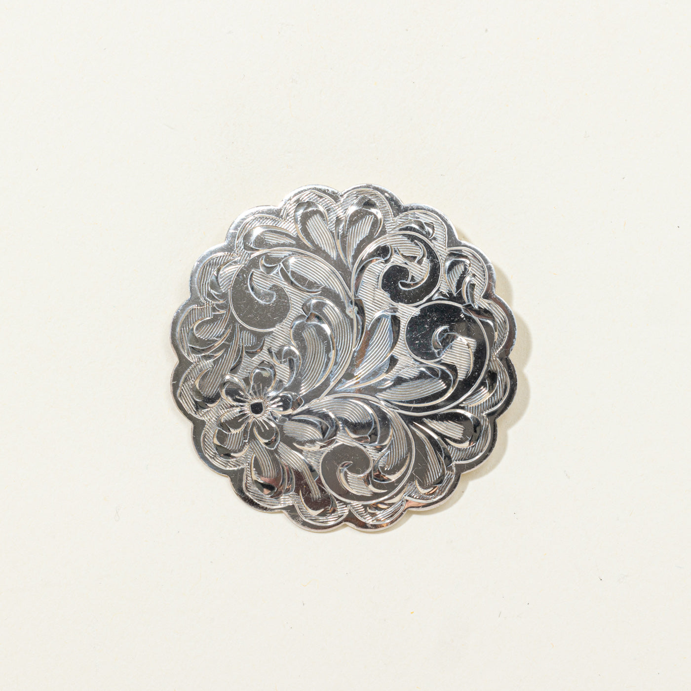 Sterling Silver Engraved Floral Brooch