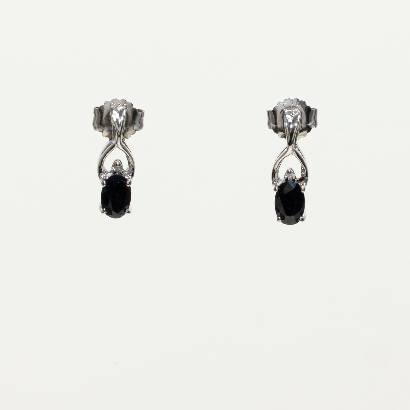 Sterling Silver Sapphire & Diamond Drop Earrings | 1.00ctw, 0.004ctw