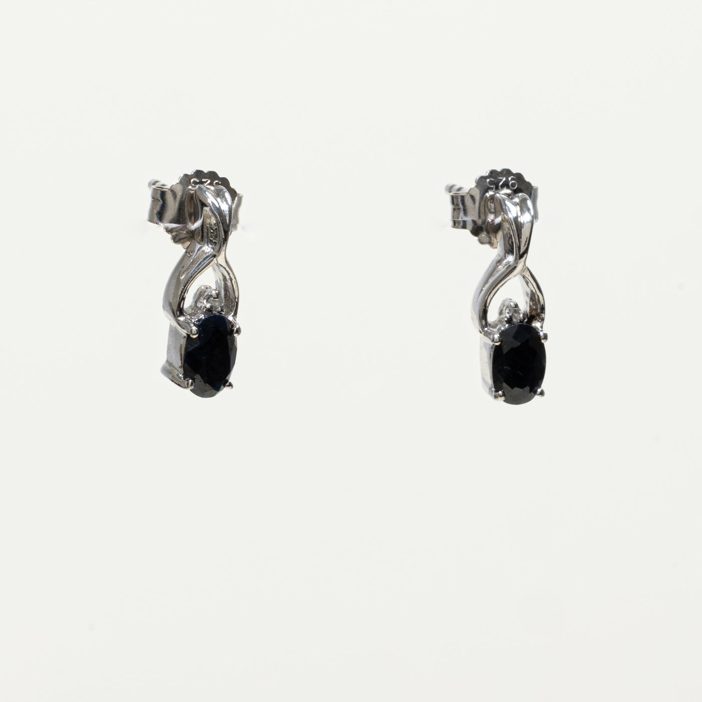 Sterling Silver Sapphire & Diamond Drop Earrings | 1.00ctw, 0.004ctw