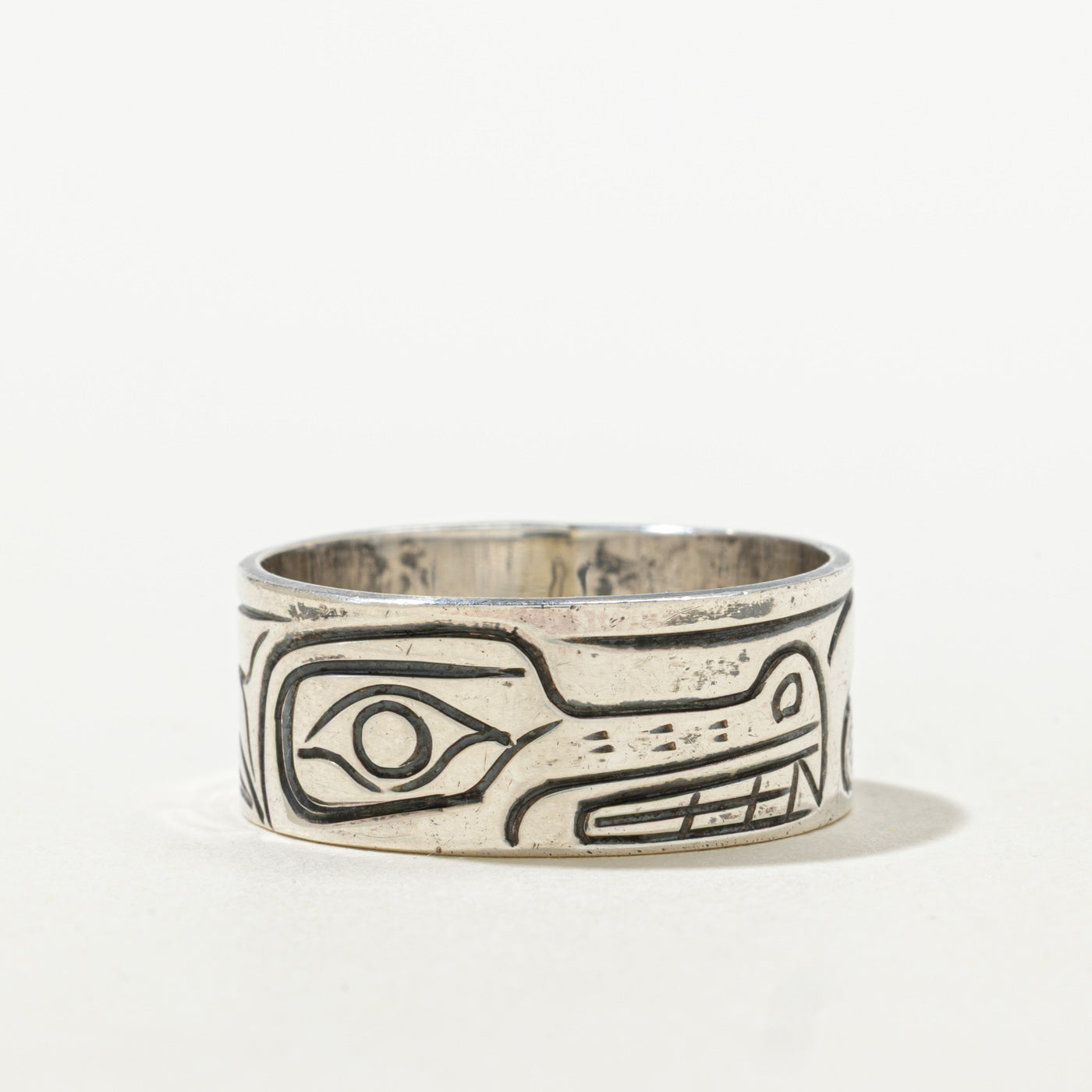 'J.R.W.' Sterling Silver Indigenous Engraved Band | 9.55mm | SZ 12