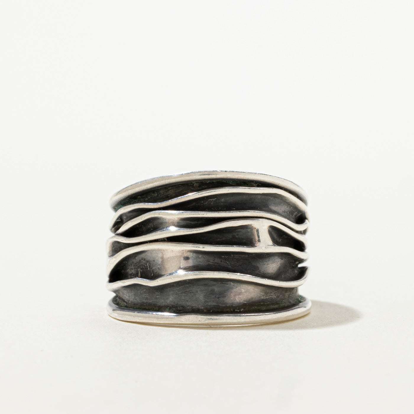 Sterling Silver Wavy Abstract Band | SZ 10