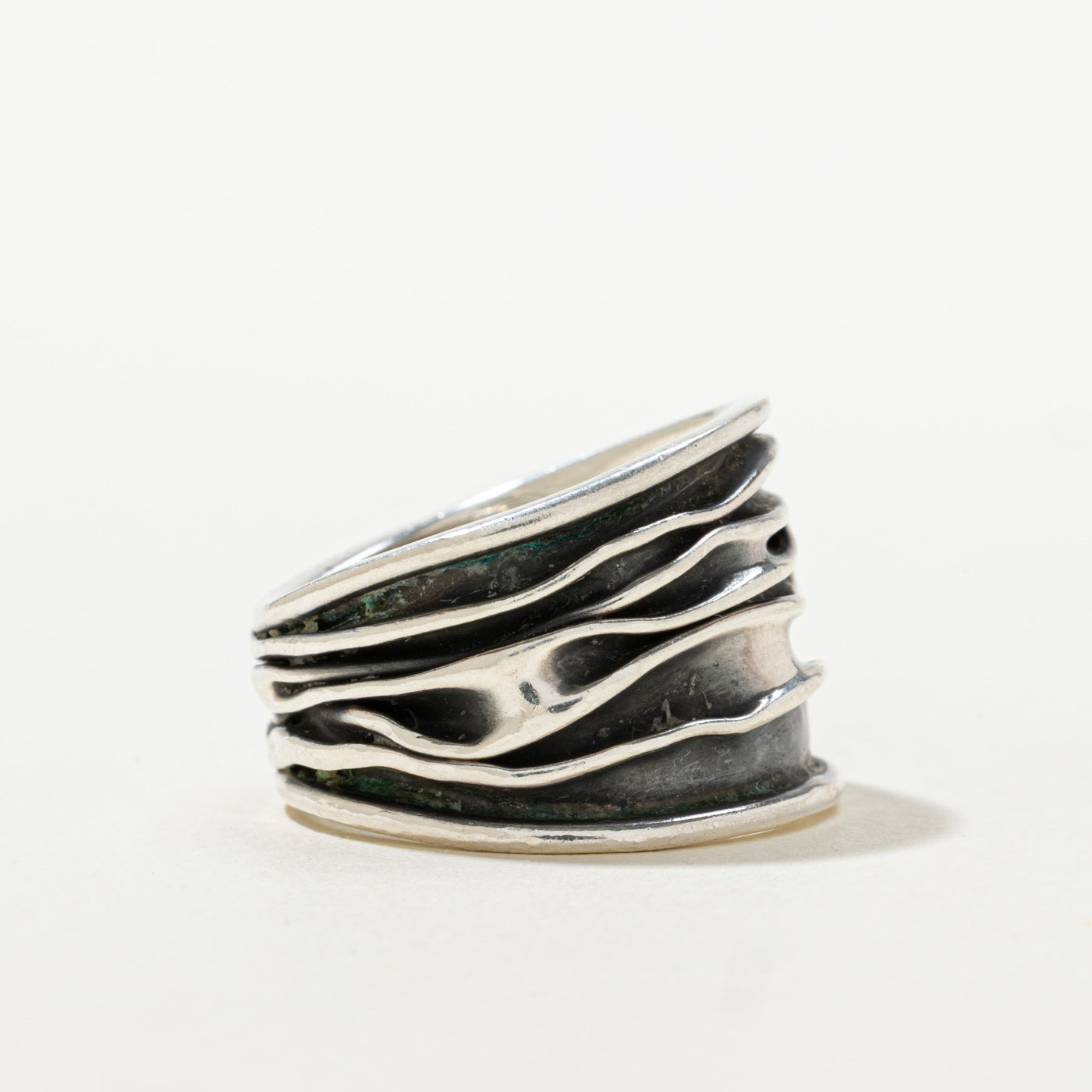 Sterling Silver Wavy Abstract Band | SZ 10