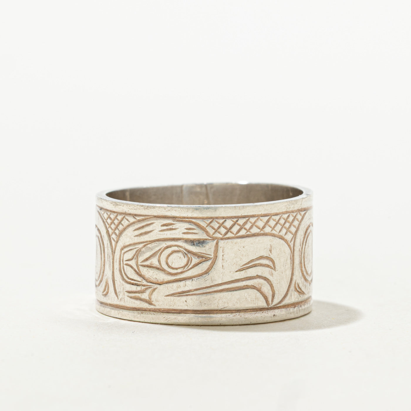 'M.B.' Sterling Silver Indigenous Engraved Band | SZ 8.75