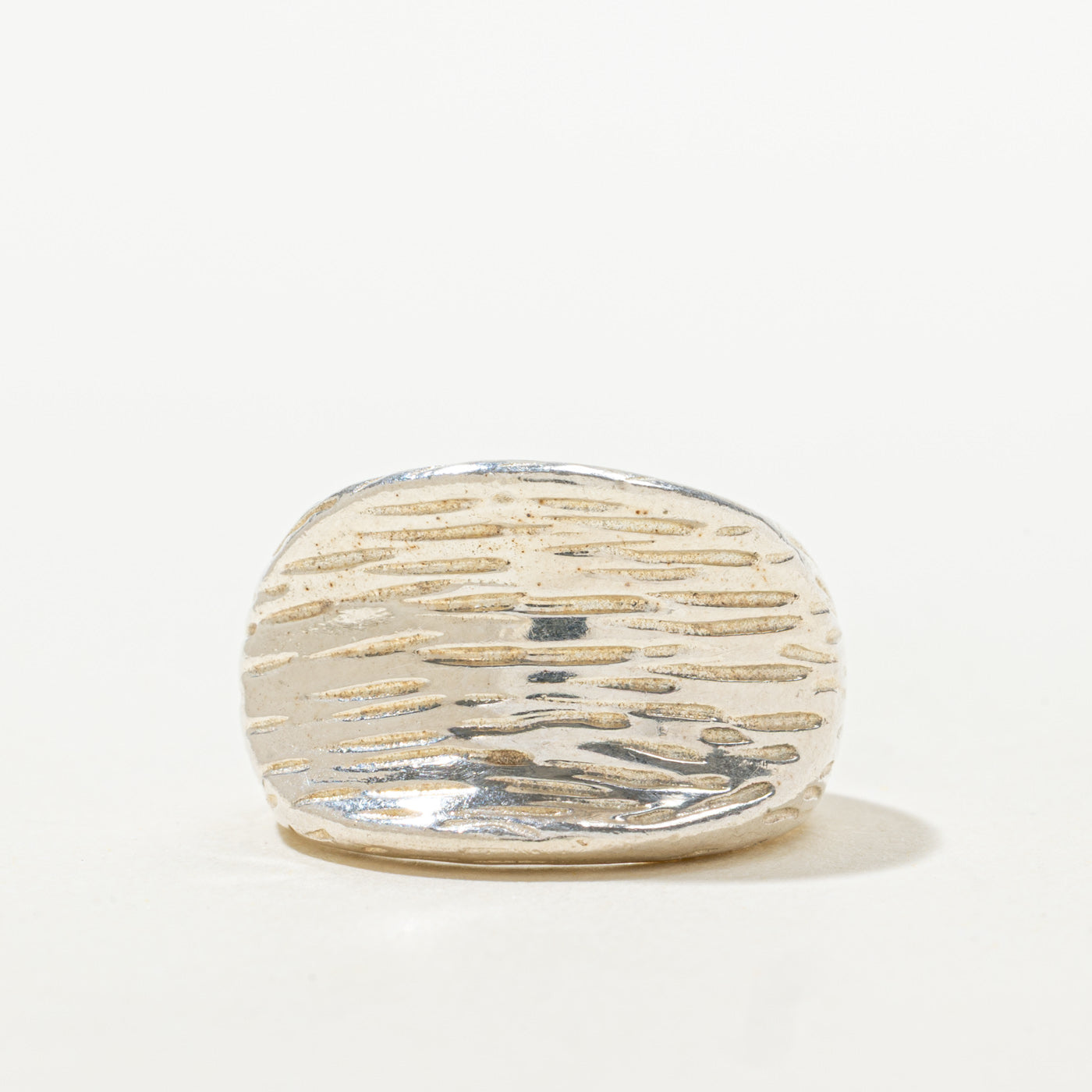 Sterling Silver Concave Textured Wide Ring | SZ 6.25
