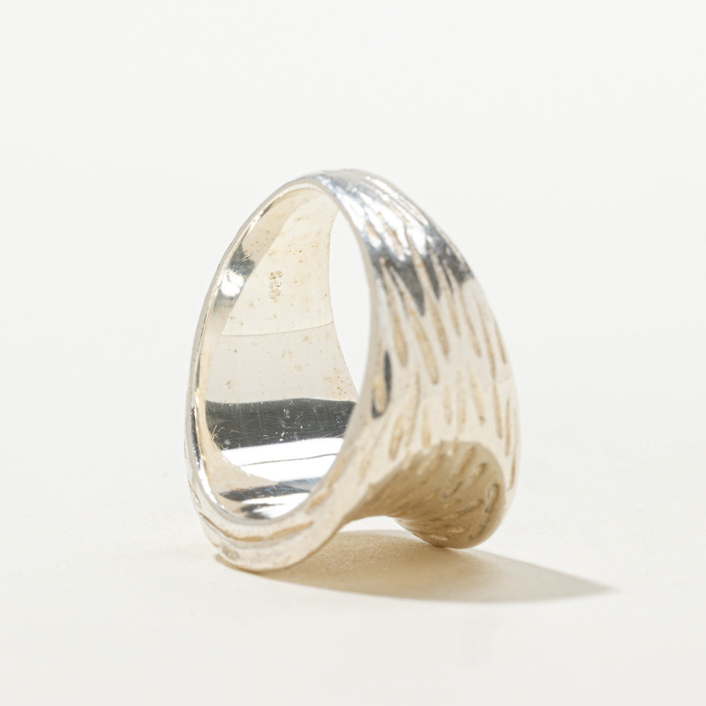 Sterling Silver Concave Textured Wide Ring | SZ 6.25
