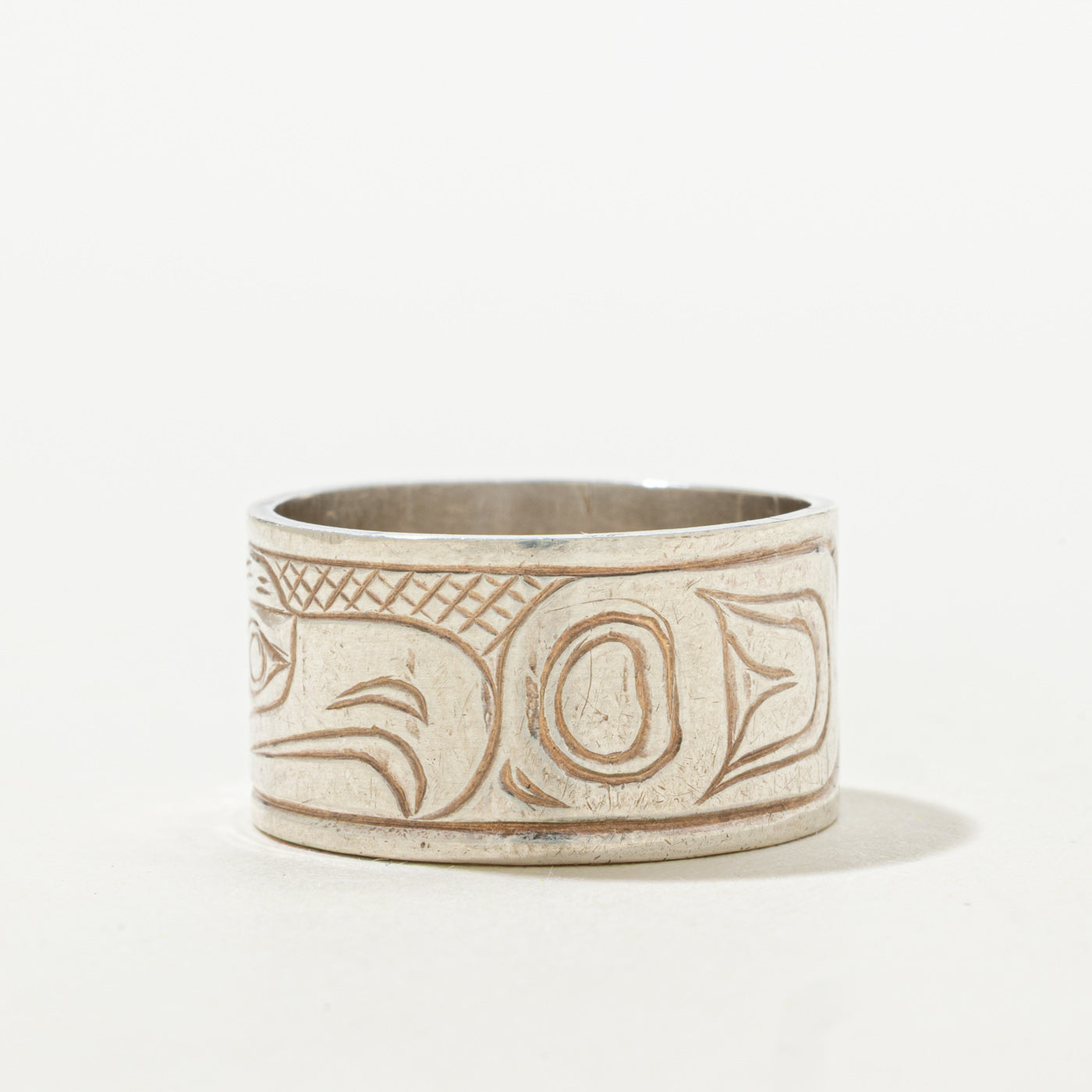 'M.B.' Sterling Silver Indigenous Engraved Band | SZ 8.75