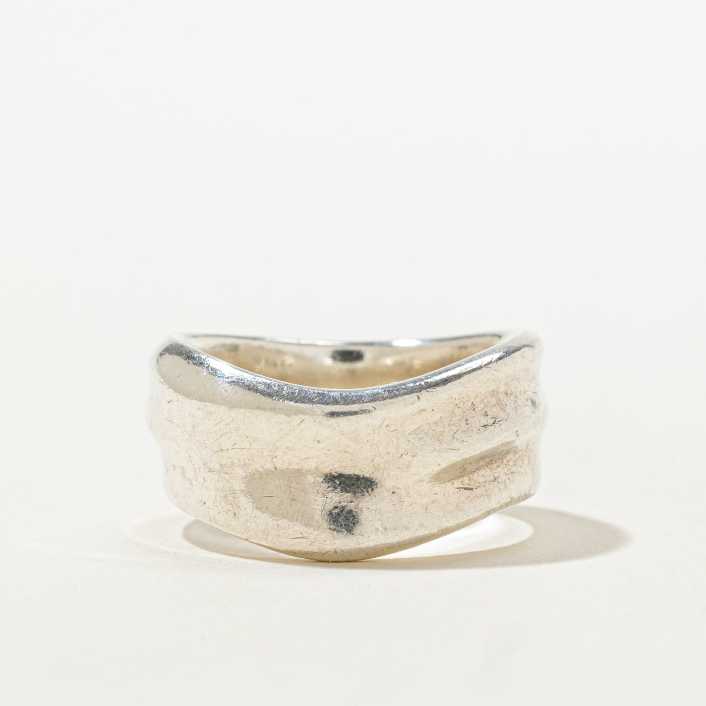 ‘Pandora’ Sterling Silver Grooved Wavy Band | 10.00mm | SZ 8.25