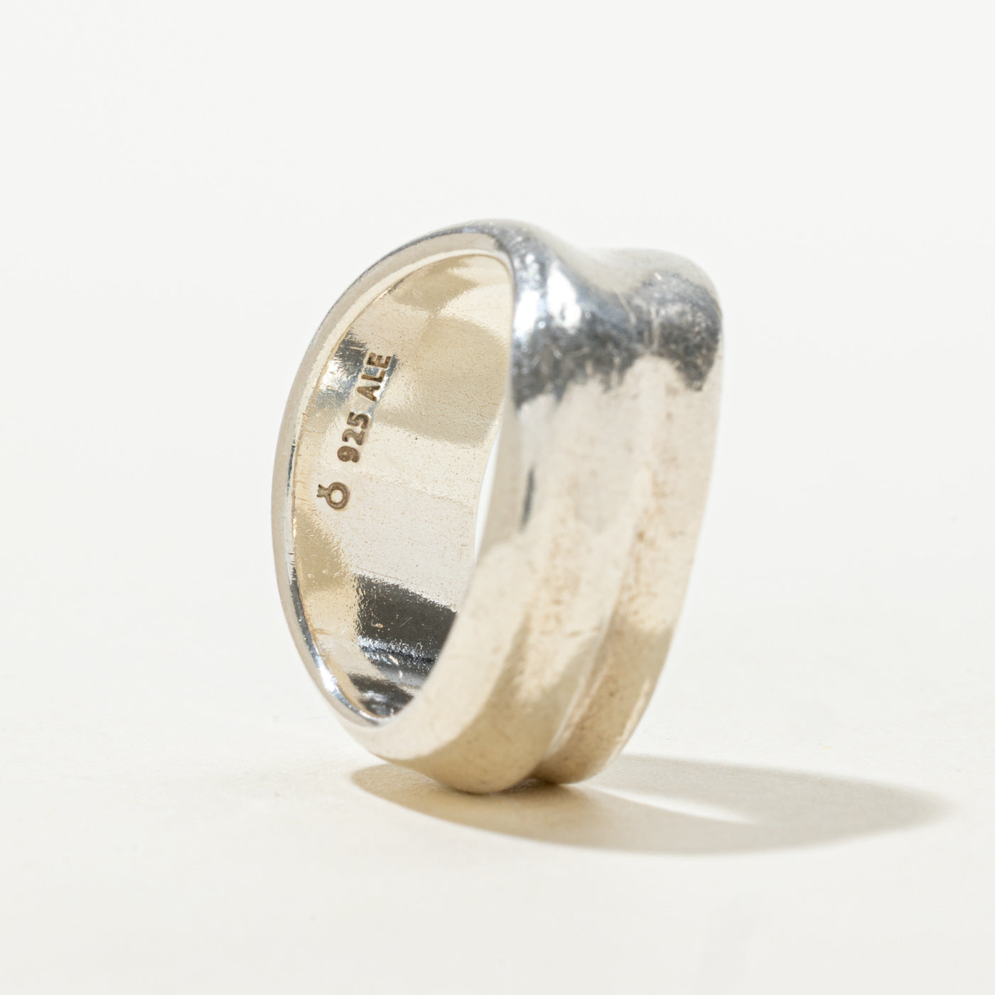 ‘Pandora’ Sterling Silver Grooved Wavy Band | 10.00mm | SZ 8.25