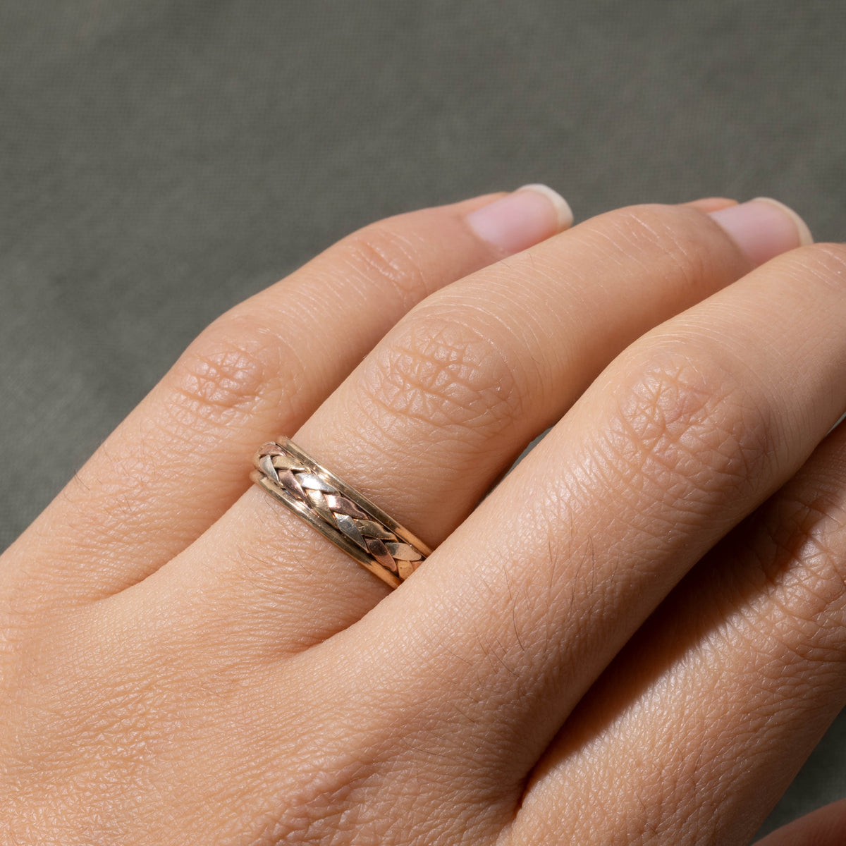 1996 London Yellow, White & Rose Gold Woven Band | 5mm | SZ 7