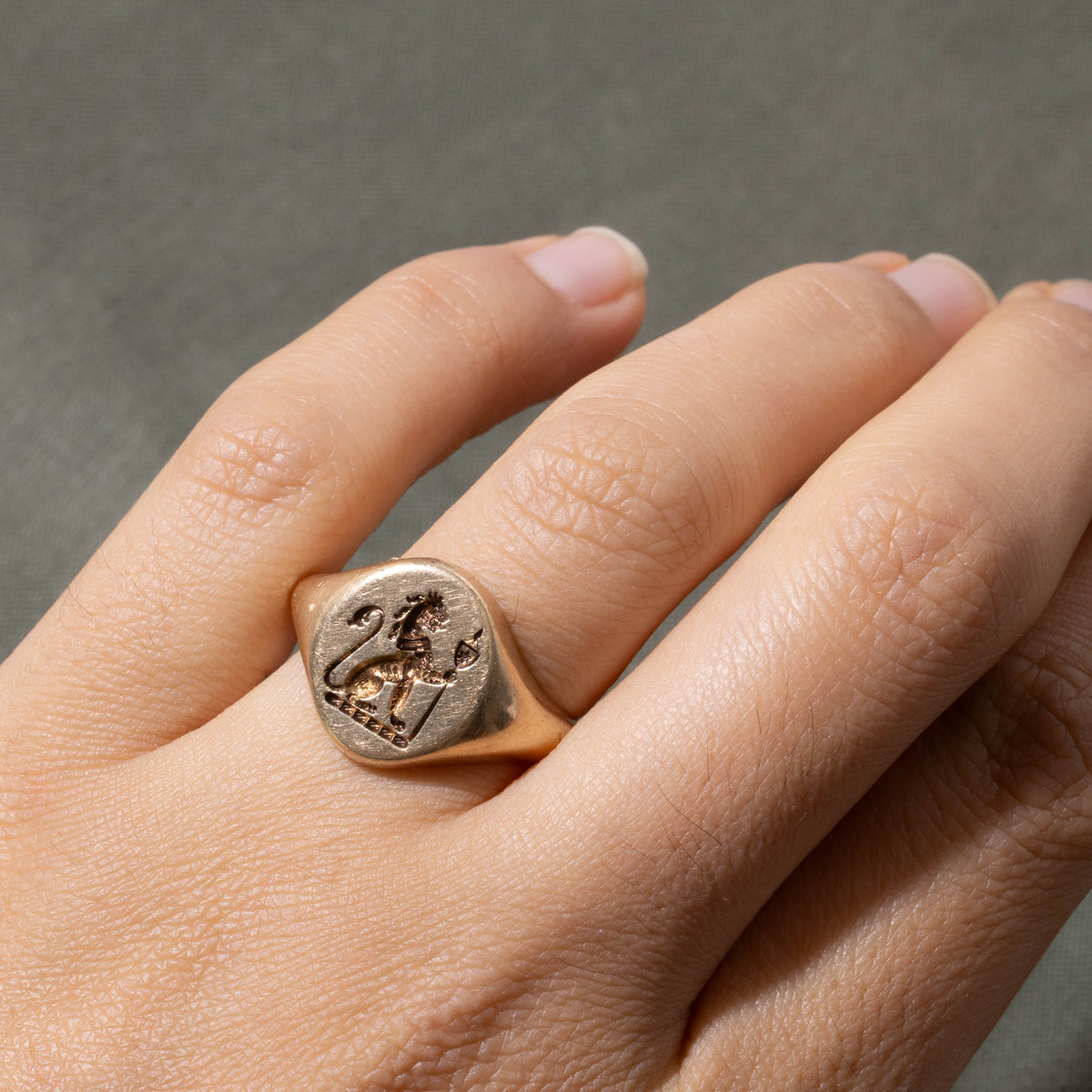 1986 Birmingham Yellow Gold Intaglio Signet Ring | SZ 9.5