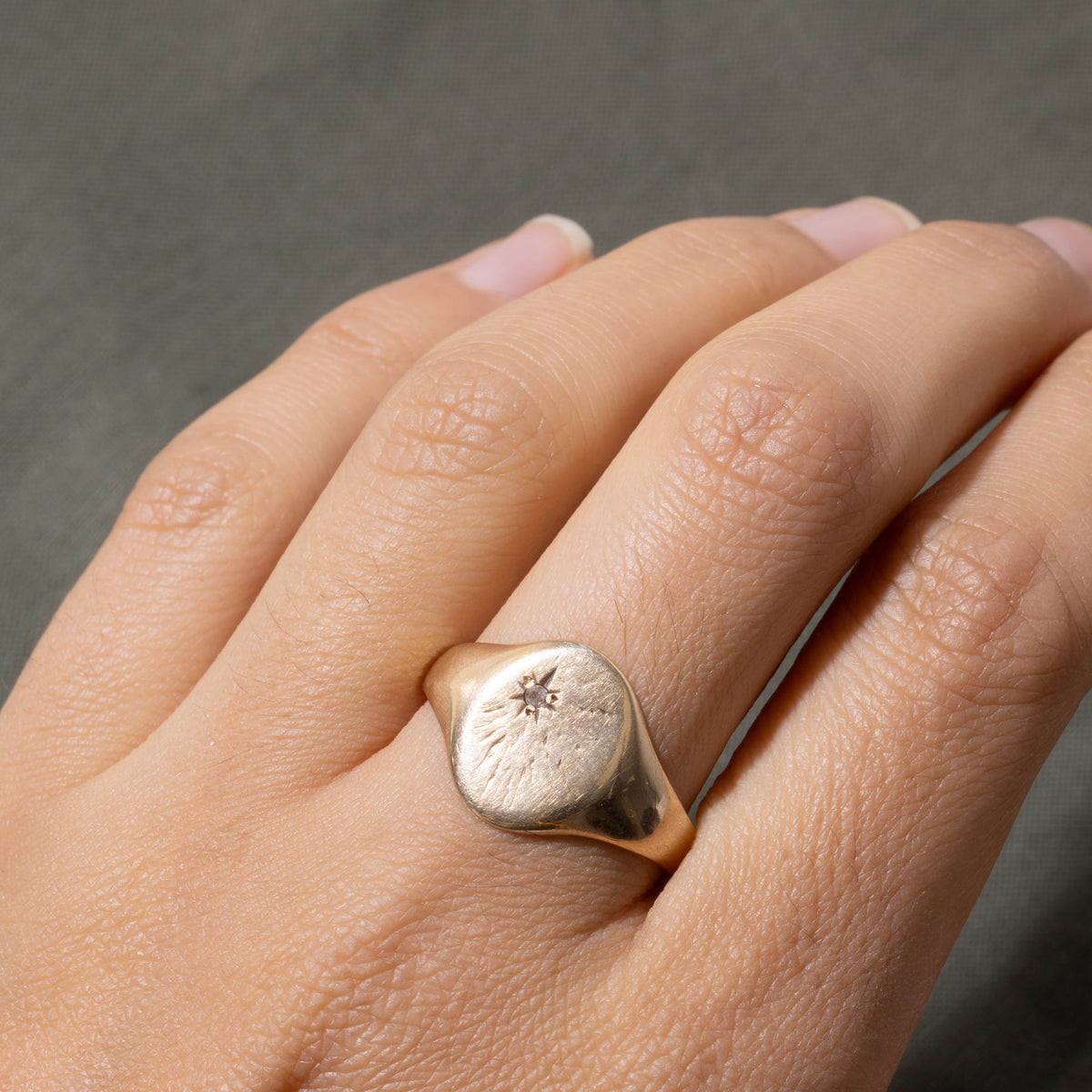 1979 Birmingham Yellow Gold Diamond Signet Ring | 0.01ctw | SZ 11.75