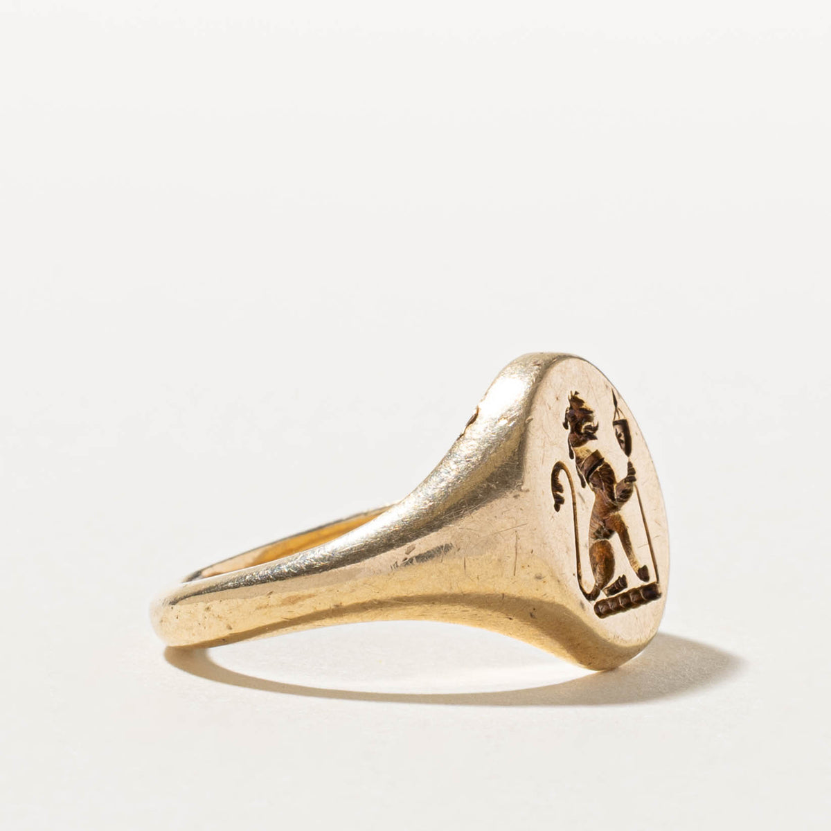 1986 Birmingham Yellow Gold Intaglio Signet Ring | SZ 9.5