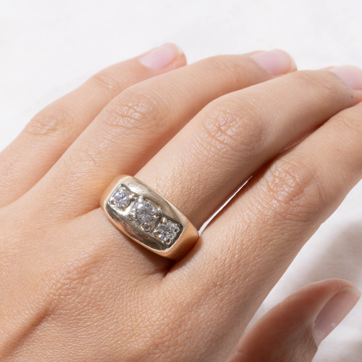 Three Stone Diamond Statement Ring | 0.51ct VS1/VS2 K, 0.40ctw | SZ 10