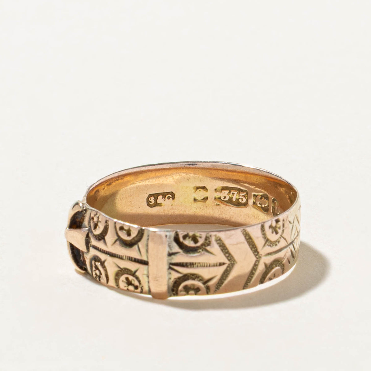1901 Birmingham Yellow Gold Buckle Band | 6mm | SZ 9.25