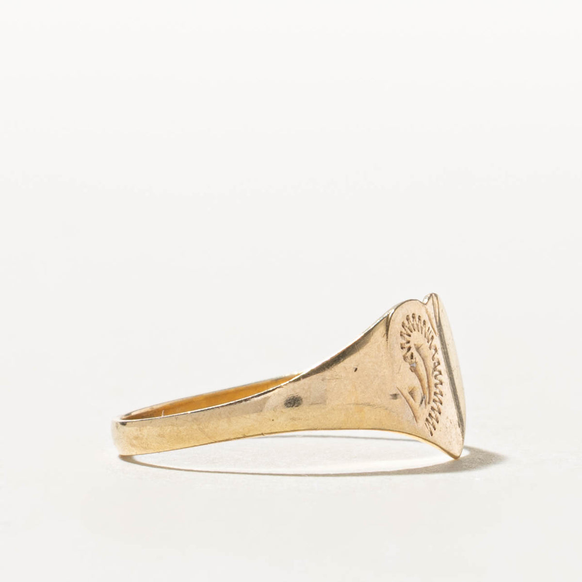Birmingham Yellow Gold Heart Signet Ring | SZ 5.5