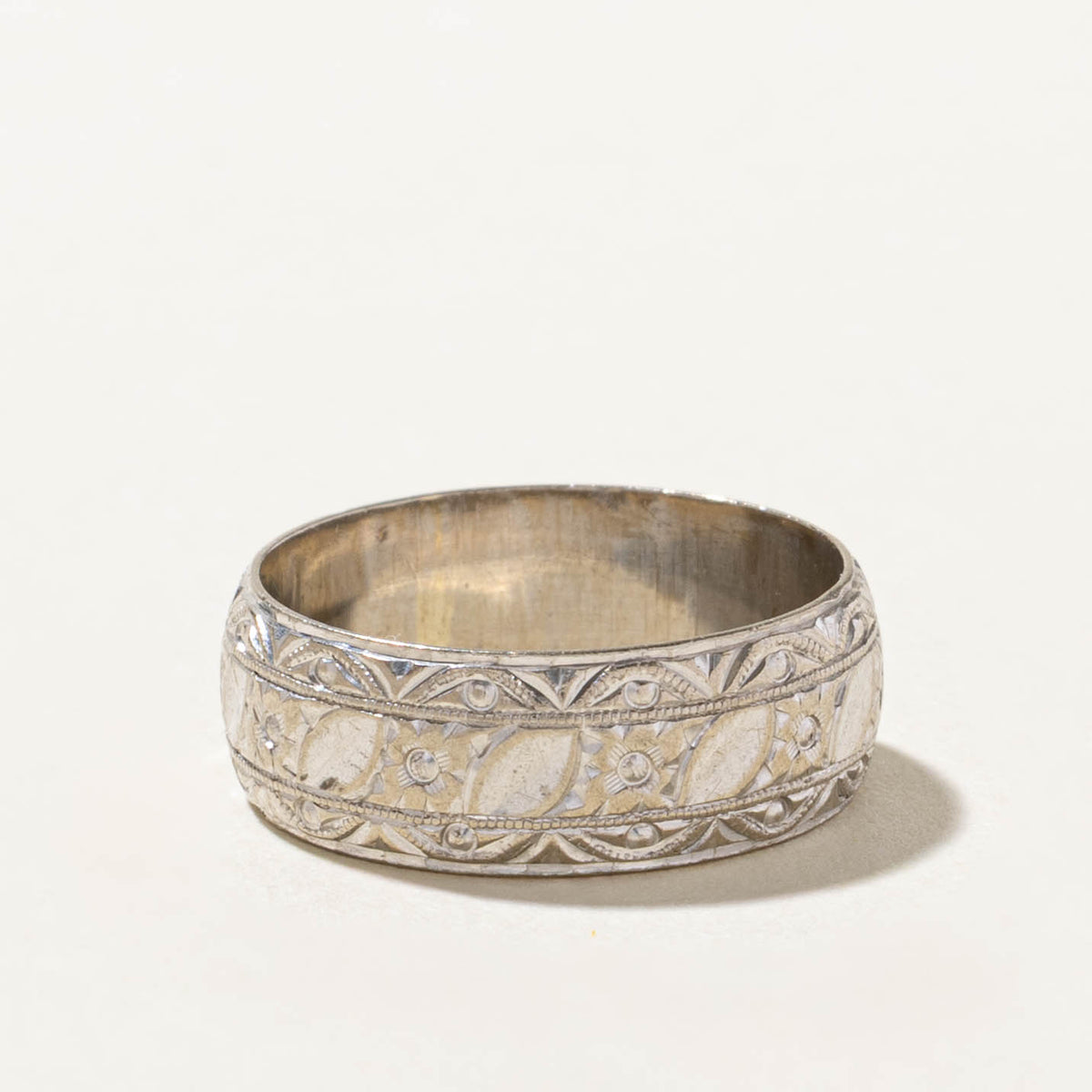 1968 London White Gold Diamond-Cut Band | 3.6mm | SZ 7