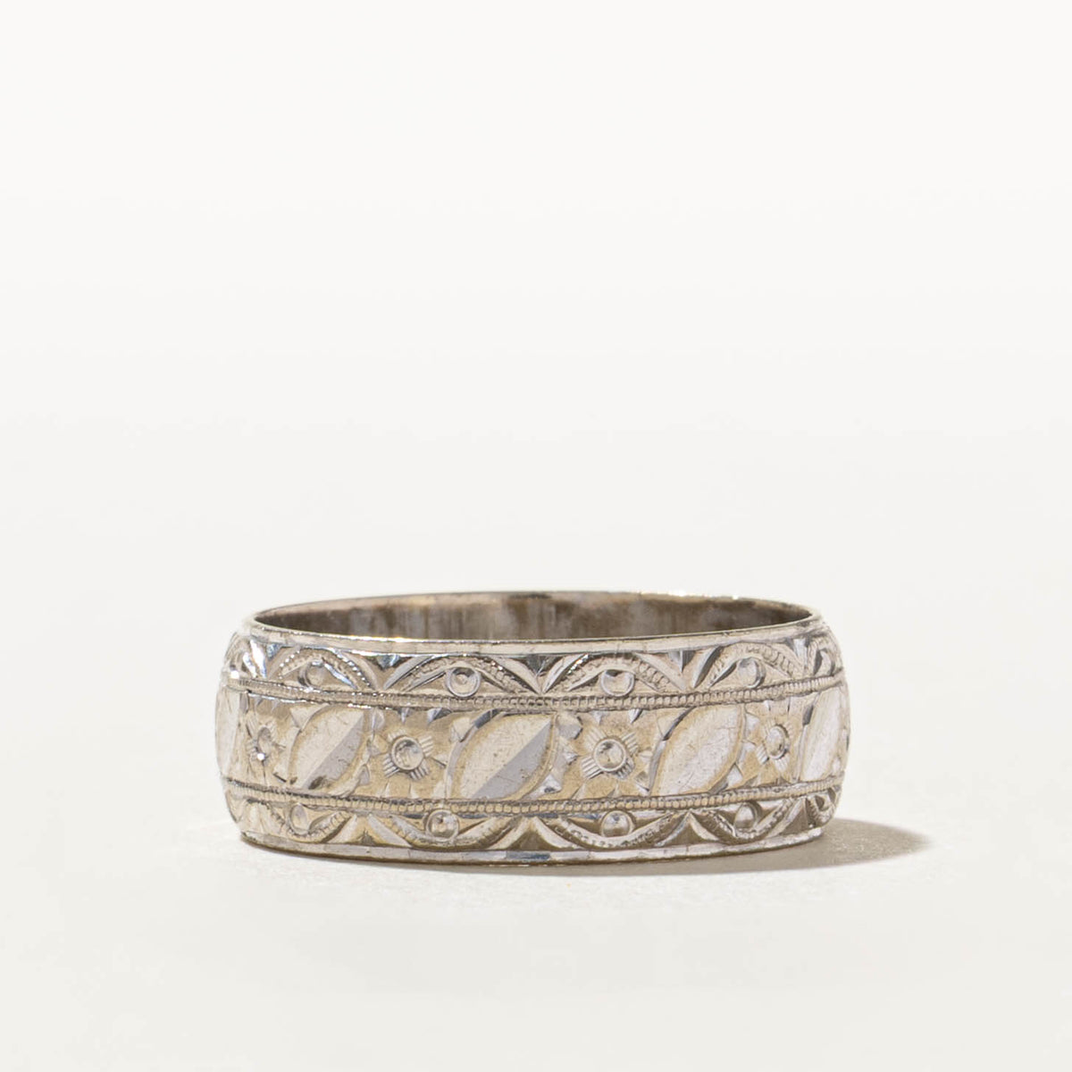 1968 London White Gold Diamond-Cut Band | 3.6mm | SZ 7