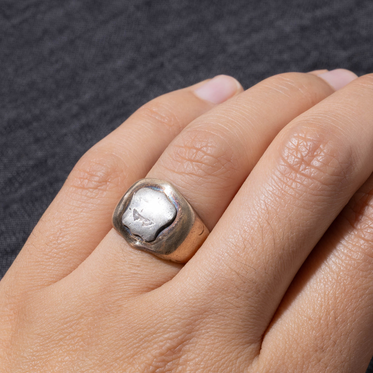 Vintage Pseudo Hallmarked Yellow Gold Crest Signet Ring | SZ 5.5